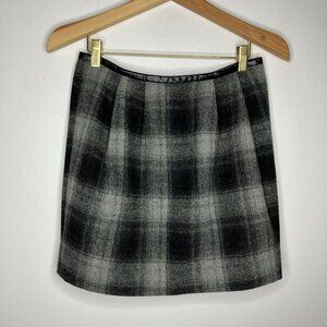 Gap Women's Size 0 Plaid Mini Skirt Gray & Black Wool Blend Academia